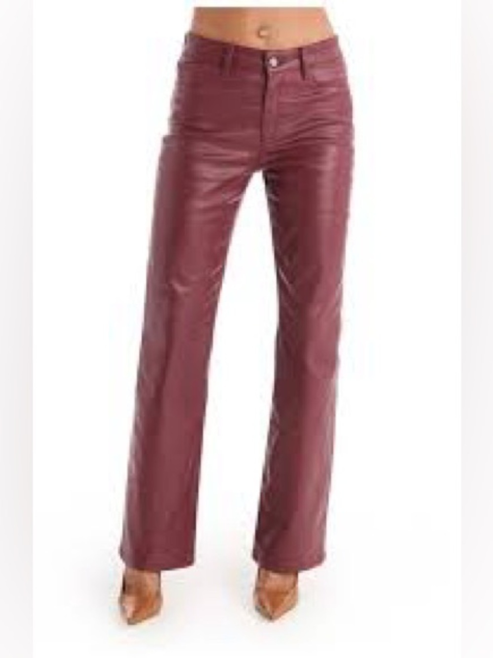 Princess Polly faux leather pants red burgundy women’s size 8